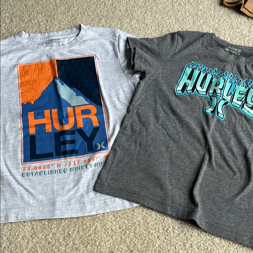 Hurley Kids Graphic T-Shirts - Gray and Blue
